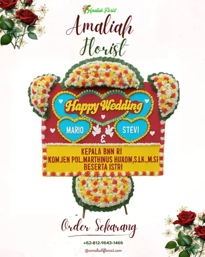 Karangan Papan Bunga Pernikahan di Timbangsari